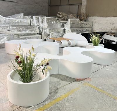 玻璃钢花盆组合座凳