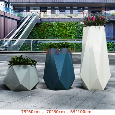 玻璃钢菱形组合花盆造型定制
